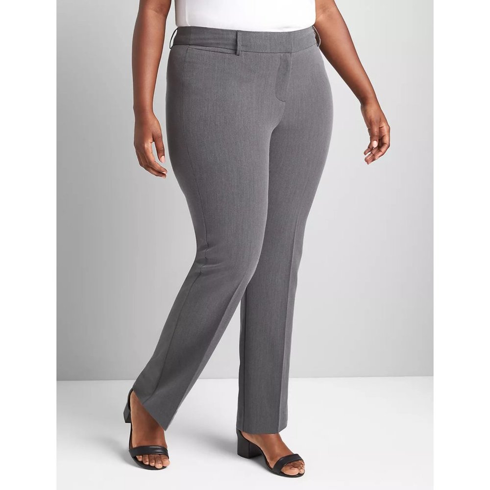 Lane Bryant Pants Straight Leg Rayon Work Career Trousers Grey 18